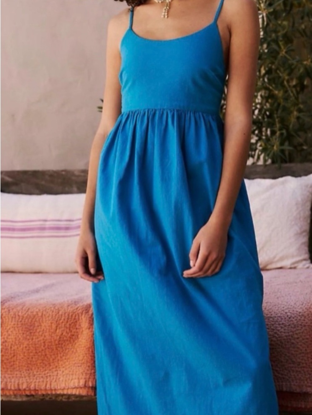 Free People Bright Blue Spaghetti-Strap Maxi Dress